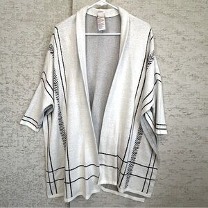 NWT Chicos Open Knit Eru Ruana Women's Cardigan Sweater Sz XL Shine Plaid